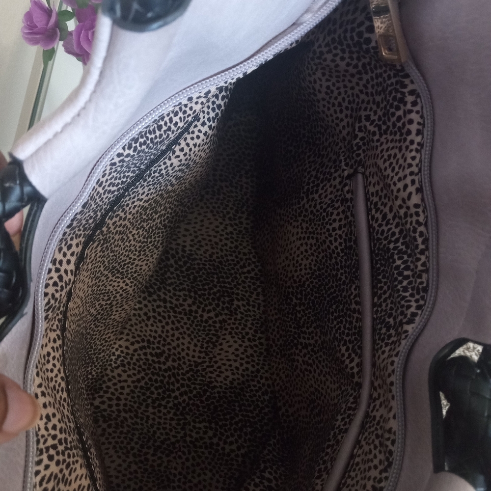 Vegan Leather Twist Knot Double Handle Women's Tote Bag Neutral Color - Picture 7 of 10